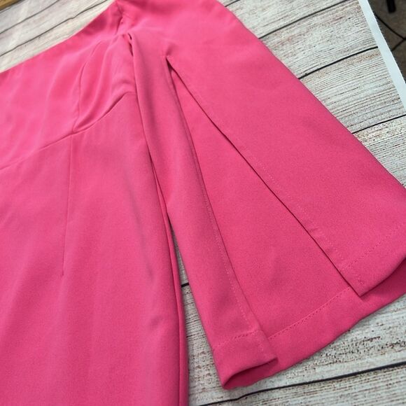 Bardot Dress Women's 10/Large Ava Hot Pink BarbieCore Statement Sleeves Mini - Picture 8 of 16